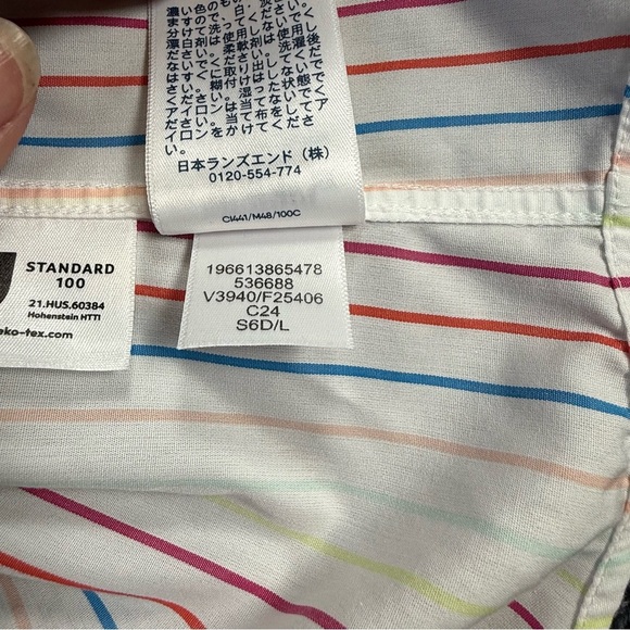 Lands' End Striped Sleeveless Shirt - no iron size L EUC - Picture 10 of 10